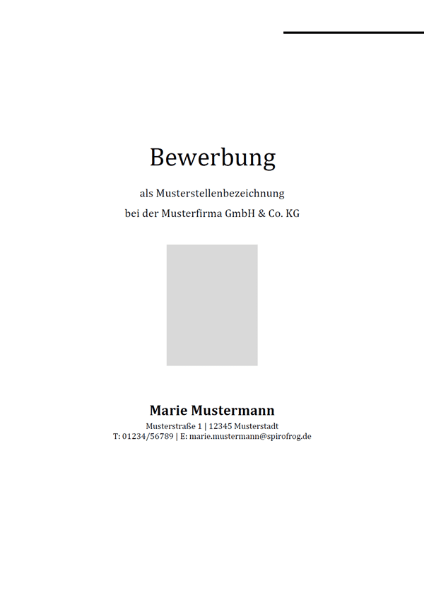 Vorlage / Muster: Bewerbungsdeckblatt Layout 6