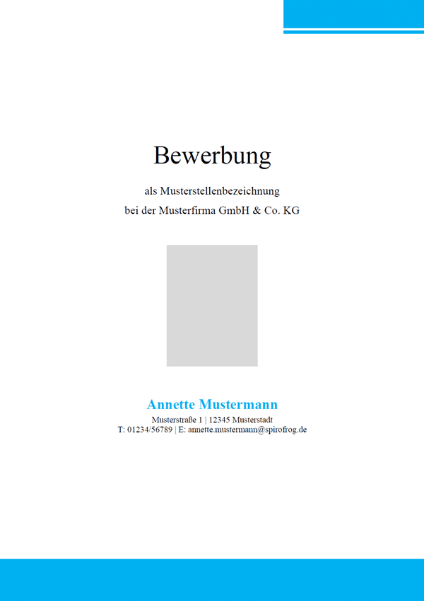 Vorlage / Muster: Bewerbungsdeckblatt modern 12