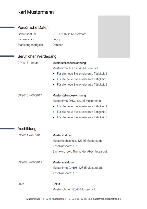 Vorlage / Muster: Lebenslauf 18