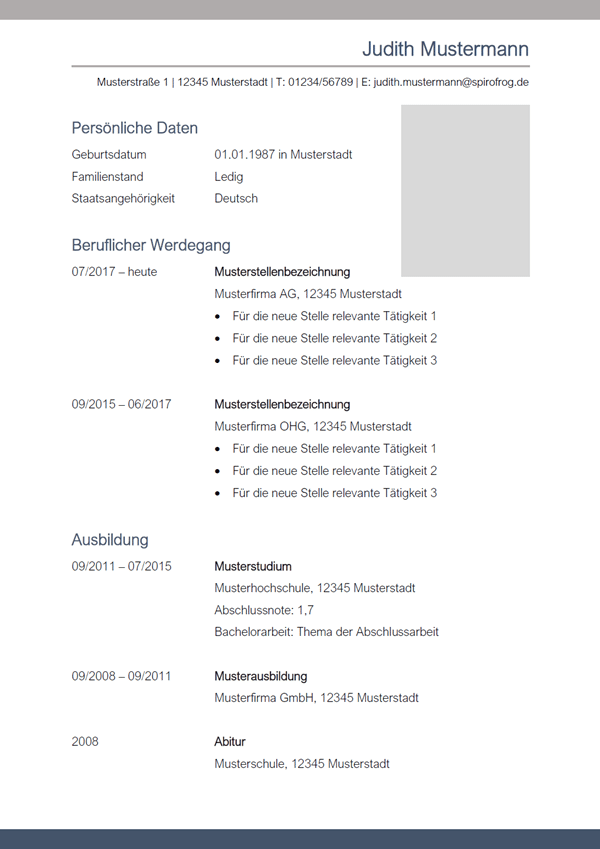 Vorlage / Muster: Lebenslauf 23