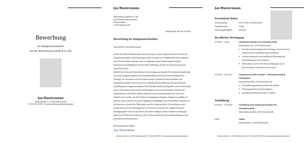 Vorlage / Muster: Bewerbung Anlagenmechaniker / Anlagenmechanikerin