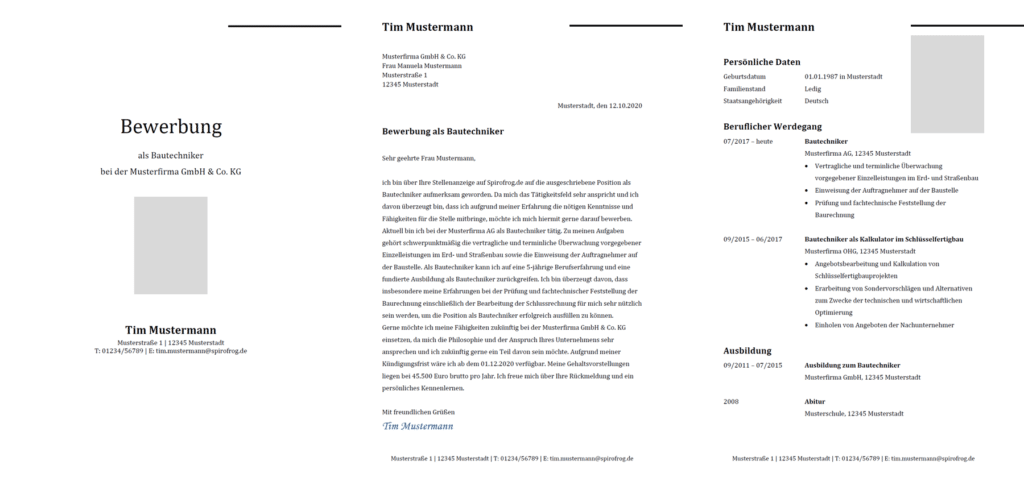 Vorlage / Muster: Bewerbung Bautechniker / Bautechnikerin