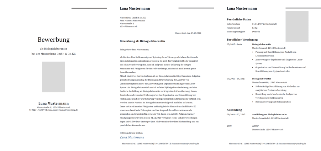 Vorlage / Muster: Bewerbung Biologielaborant / Biologielaborantin