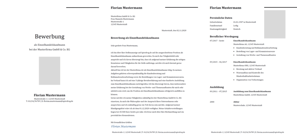 Vorlage / Muster: Bewerbung Einzelhandelskaufmann / Einzelhandelskauffrau