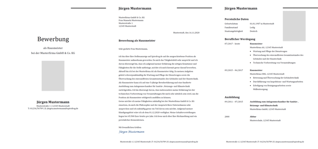 Vorlage / Muster: Bewerbung Hausmeister / Hausmeisterin