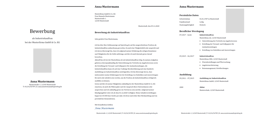 Vorlage / Muster: Bewerbung Industriekaufmann / Industriekauffrau