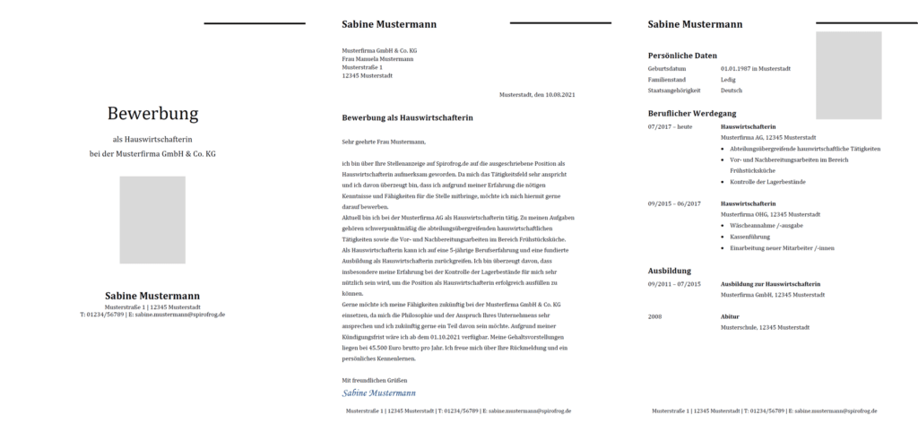 Vorlage / Muster: Bewerbung Hauswirtschafter / Hauswirtschafterin