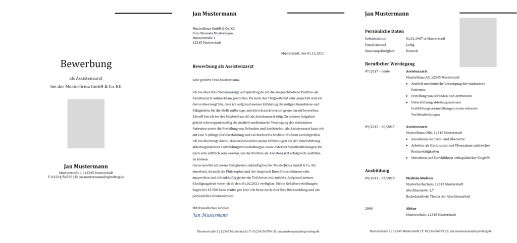 Vorlage / Muster: Bewerbung Assistenzarzt / Assistenzärztin