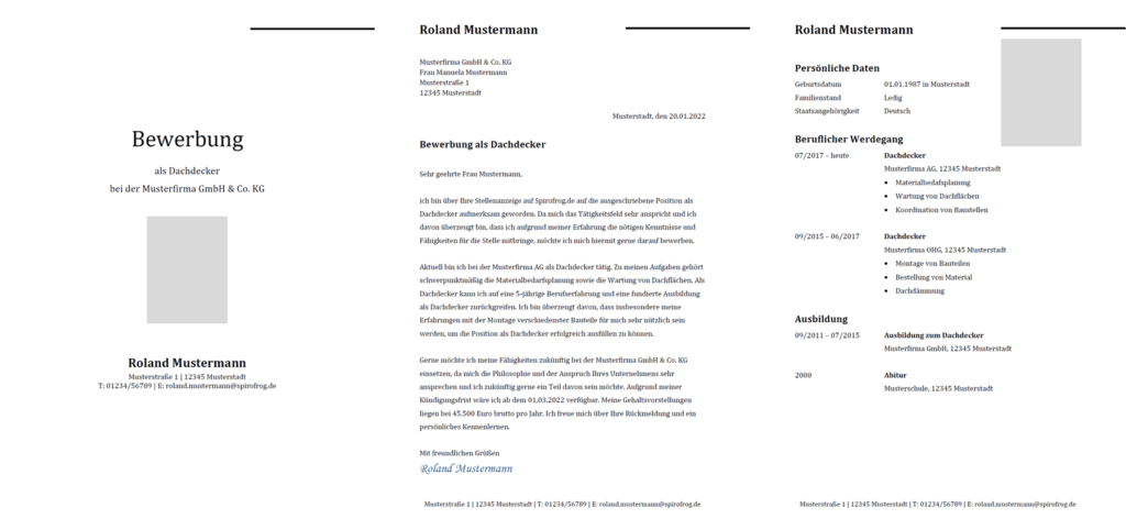 Vorlage / Muster: Bewerbung Dachdecker / Dachdeckerin