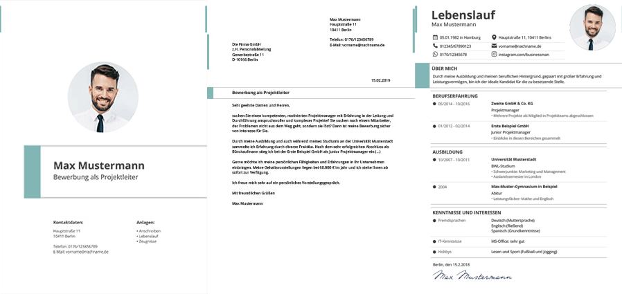 Komplette Bewerbungsvorlagen: Muster für die Bewerbung 2026 7 Bewerbung Tuerkis