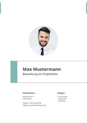 Bewerbungsdeckblatt: 126 Muster & Vorlagen für das Deckblatt deiner Bewerbung 9 deckblatt tuerkis