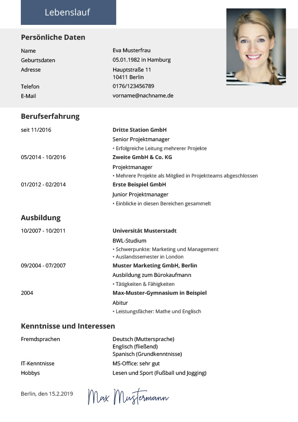 lebenslauf modern